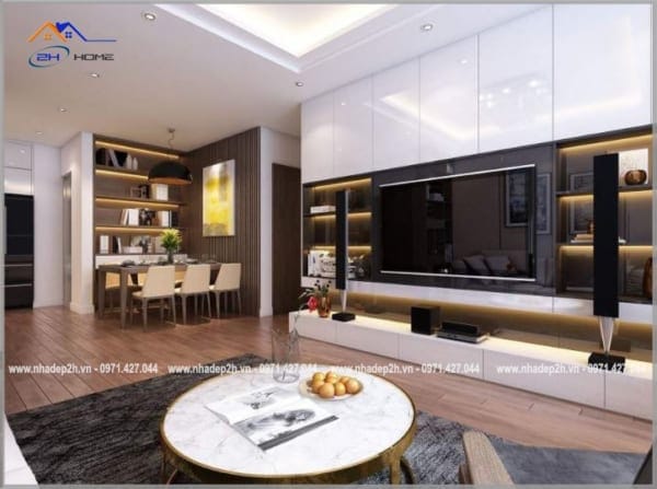Thiết-kế-thi-công-nội-thất-chung-cư-2-phòng-ngủ-91m²-phòng-khách