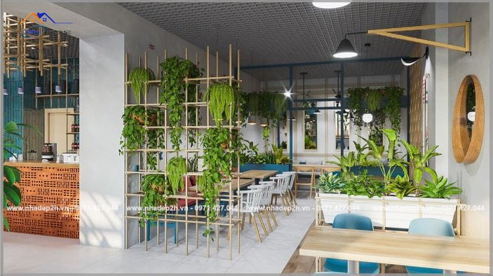 Thiết-kế-thi-công-nội-thất-quán-cafe-80m²-cây-xanh