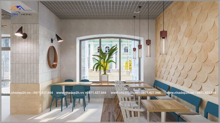 Thiết-kế-thi-công-nội-thất-quán-cafe-80m²-hướng-cửa-sổ-ngoài
