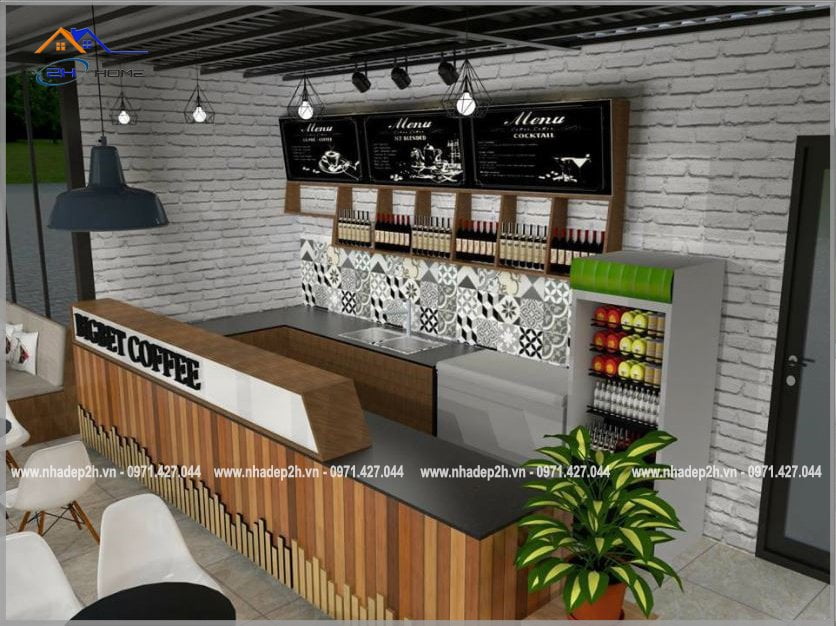 Thiết-kế-thi-công-nội-thất-quán-cafe-92m²-bar