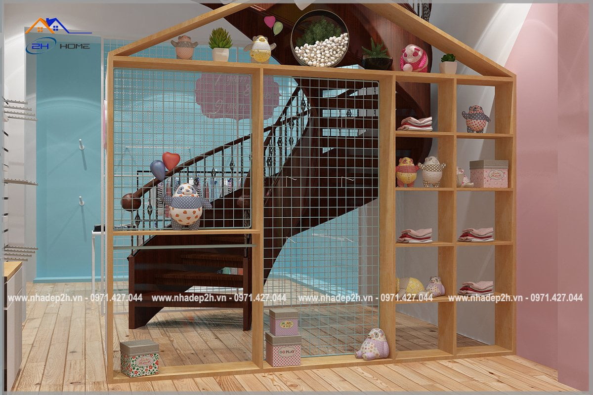 Thiết-kế-thi-công-nội-thất-shop-quần-áo-trẻ-em-thanh-để-đồ