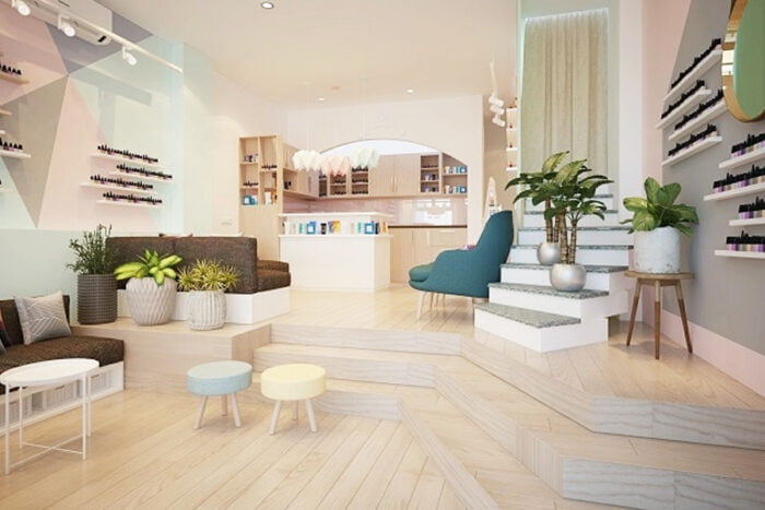 thiết kế cửa hàng nail 25m2