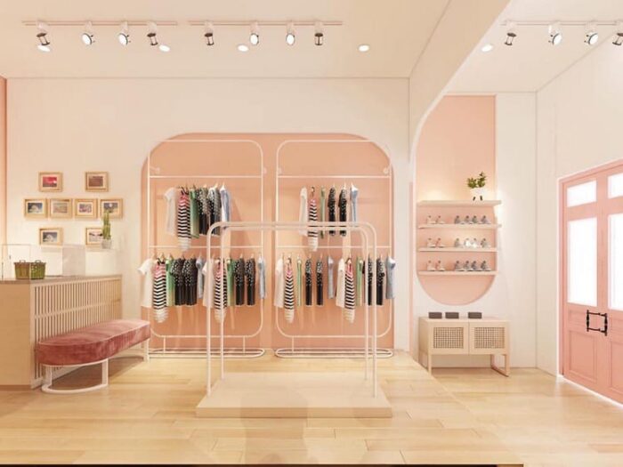 thiết kế shop thời trang bé ấn tượng