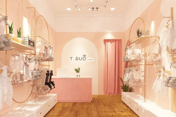 thiết kế shop thời trang bé ấn tượng